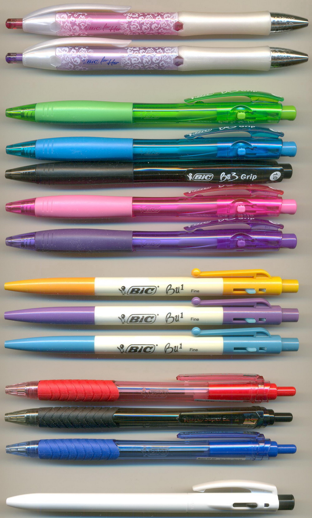 BIC for Her  JAPAN  / Bu3 1.0 INDIA / Bu1 fine VIETNAM / Super EZ RT  0.7 VIETNAM / ... BRAZIL
