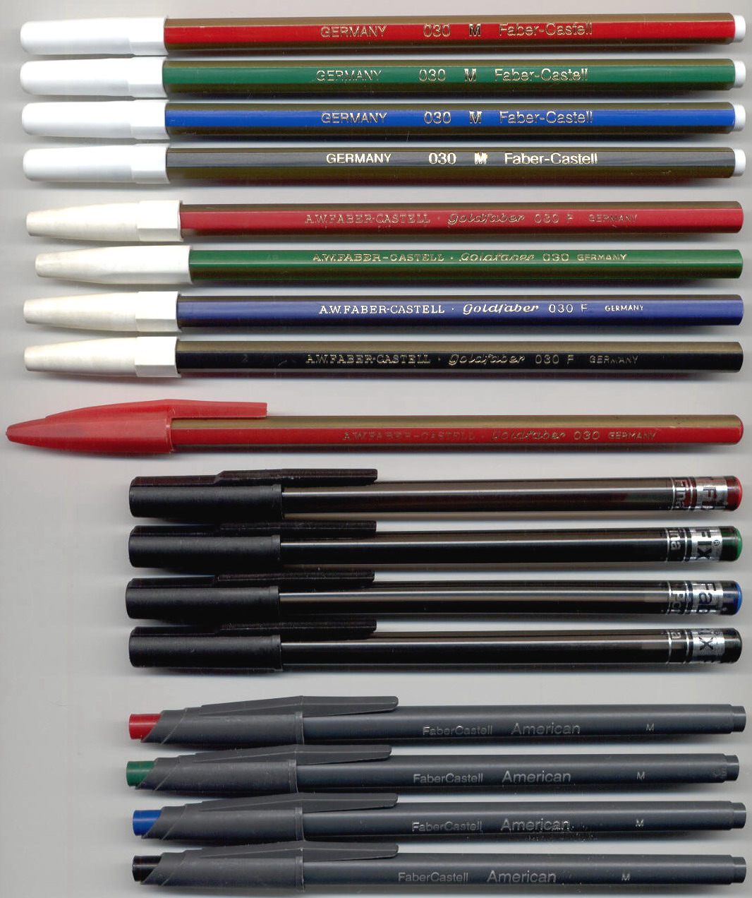 FABER-CASTELL GERMANY =  030 M / Goldfaber  030 F / Goldfaber  030 = / Faber FIX Ponta Fina / American M USA