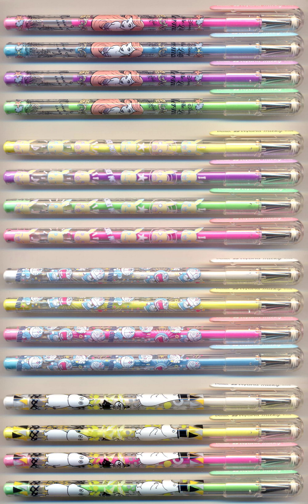 PENTEL Hybrid Milky  K108 0.8 - Little Mermaid / Pocket Monsters / DORAEMON / Moomin