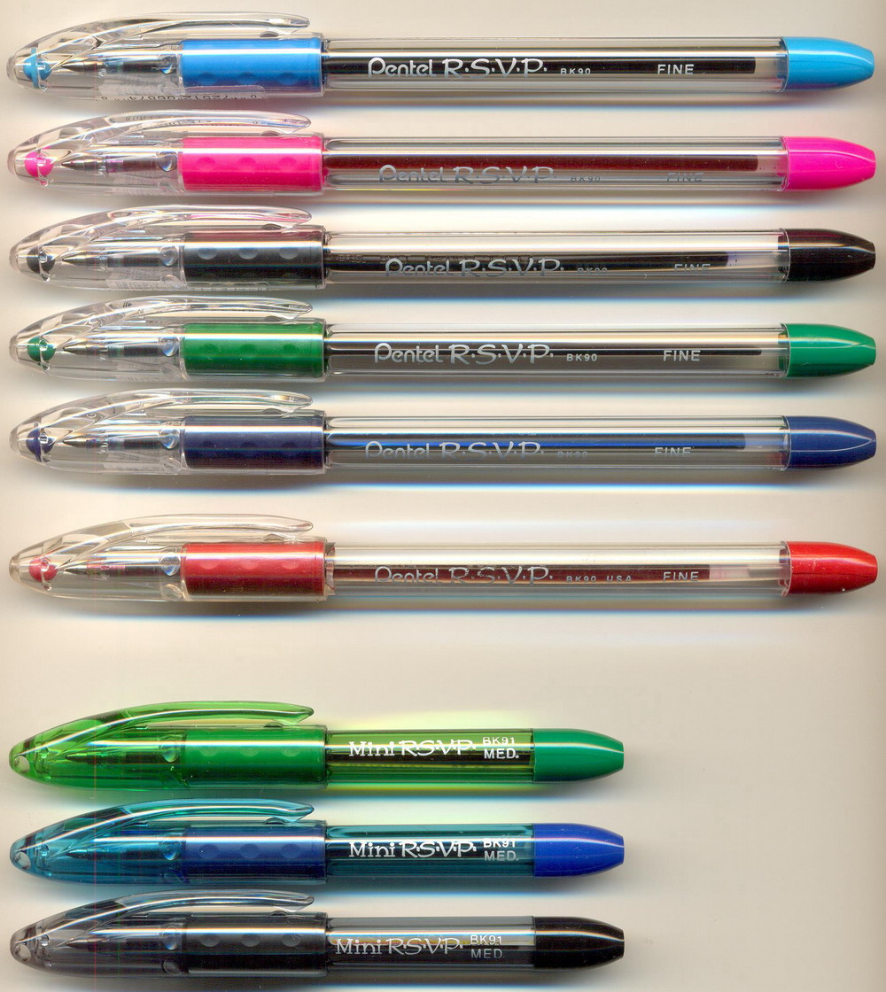 PENTEL R.S.V.P.  BK90 FINE. / R.S.V.P.  BK90 USA FINE / Mini R.S.V.P.  BK91 MED.