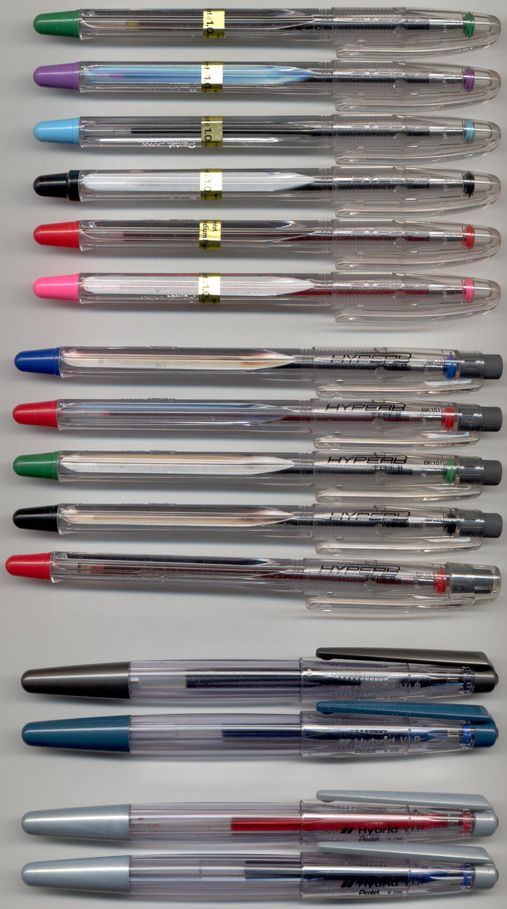 PENTEL HYPERB BK 100  1.0 / HYPERB TIPE H BK 151  -  Hybrid V I P K 206