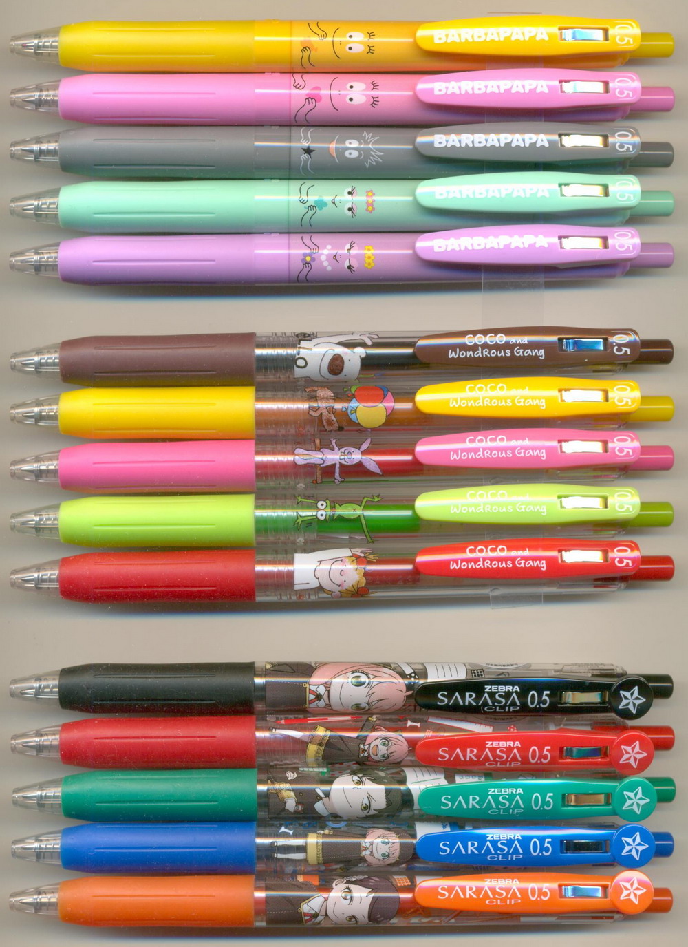 ZEBRA SARASA CLIP  Limited 0.5 || BARBAPAPA BBZ-283 / COCO RYZ-958  / SPYxFAMILY JJ15-SF